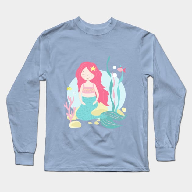 Cute Mermaid Under the Sea Long Sleeve T-Shirt by in_pictures